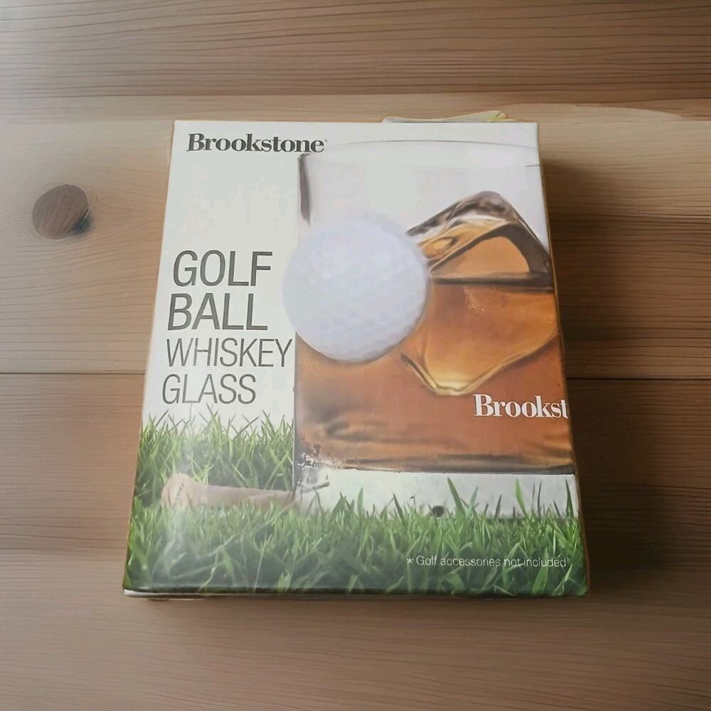 Brookstone Embedded Golf Ball Whiskey Glass - Father's Day, Sealed/New